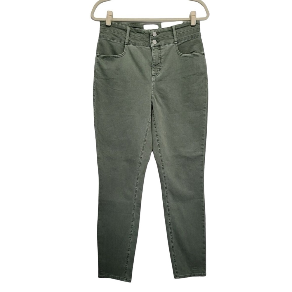 Loft Curvy High‎ Rise Straight Leg Pants in Olive Green